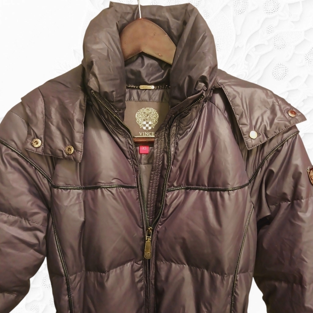 Vince Camuto Purple Long Puffy Coat With Hood & Belt NWOT - Picture 3 of 7